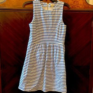 J Crew Blue & White Sleveless Dress with POCKETS!